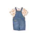 ebebek Hello Baby HelloBaby Erkek Bebek Salopet-Tişört Palmiye Baskılı Düğmeli Bisiklet Yaka Short Sleeve Reçme