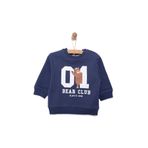 ebebek Hello Baby HelloBaby Erkek Bebek Sweatshirt Şardonlu Aslan Desenli Çıtçıtlı Bisiklet Yaka Uzun Kol Lacivert