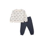 ebebek Hello Baby HelloBaby HelloBaby Erkek Bebek Eşofman Takımı Hayvan Baskılı Bağcıklı Crew Neck Uzun Paça Uzun Kol