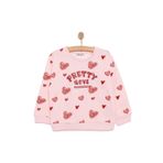 ebebek Hello Baby HelloBaby Kız Bebek Basic Az Şardonlu Kalp Desenli Sweatshirt Bisiklet Yaka Uzun Kol