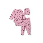ebebek Hello Baby HelloBaby Kız Bebek Body-Alt-Şapka Kalp Baskılı Çıtçıtlı Bisiklet Yaka Uzun Kol Patiksiz