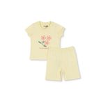 ebebek Hello Baby HelloBaby Kız Bebek Pijama Takımı Çiçek Baskılı Çıtçıtlı Bisiklet Yaka Kısa Kol Reçme
