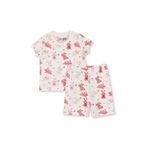 ebebek Hello Baby HelloBaby Kız Bebek Pijama Takımı Tavşan Baskılı Çıtçıtlı Bisiklet Yaka Kısa Kol Reçme