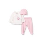 ebebek Hello Baby HelloBaby Kız Bebek Zıbın-Şapka-Alt Kuğu Baskılı Çıtçıtlı Bisiklet Yaka Uzun Kol Patikli