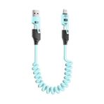 EBG Elektronik USB Type-C Lightning 4'ü 1 Arada 65W Pd Hızlı Şarj Data Kablosu 1.5m Spiral Çevirici - Mavi