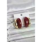 Ebijuteri BKP11667 Damla Model Bordo Vintage Gold Renk Kadın Küpe
