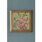 Ebru desenli -Masif Çerçeveli Taş Tablo-Wall Decor- Oscar Stone Decor 28X28 CM