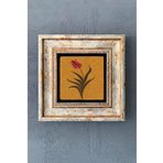 Ebru Lale Çerçeveli Taş Tablo 20x20 cm-Wall Decor Oscar Stone Decor