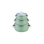 Ebru Metal Emaye Mini Tencere Seti 3'lü Mint Yeşili