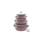 Ebru Metal Mini Tencere Seti 3'lü Pembe