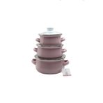 Ebru Metal Nostalji Koleksiyonu Pembe Emaye Mini Tencere Takımı Seti 3'lü
