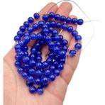 Ebruli Boncuk 8 mm Cam Boncuk Tesbih Aksesuar Boncuk Bead (2 Dizi) - Lacivert