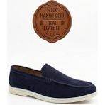 Ebrus Trend ET0252 %100 Içi Dışı Hakiki Deri Erkek Lacivert Süet Casual Loafer Termo Taban Ayakkabı
