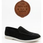 Ebrus Trend ET0252 %100 Içi Dışı Hakiki Deri Erkek Siyah Süet Casual Loafer Termo Taban Ayakkabı