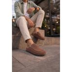 Ebrus Trend JET-0456 Rayn Bağcıksız Hakiki Süet Deri Erkek Mantar Taban Loafer Ayakkabı Hdmt - Kahve - 00Kahverengi