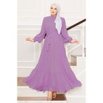 EBRUTESETTÜR Kolları Organze Tesettür Abiye Pembe
