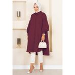EBRUTESETTÜR Oval Kesim Tesettür Gömlek Tunik Bordo