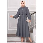 EBRUTESETTÜR Taşlı Düğme Detaylı Etekli Tesettür Takım 553528-120M00620619