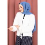 EBRUTESETTÜR Vera Önden Bağlamalı Peluş Hırka Ekru