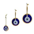 EBSEM - Altın Yaldız Kaplamalı Cam Nazar Boncuğu, Nazarlık, Duvar Süsü, Hediyelik (3'lü Set (1.5", 2" ve 2.75"))