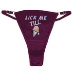 Ebsem Lick me Till Ice Cream Seksi Transparan Transparan Tanga Bikini Kadın Komik İç Çamaşırı Külot Külot İç Çamaşırı, Pamuk - Bordo, Tek Beden