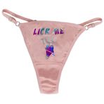 Ebsem Lick me Till ICE Krem Seksi Şeffaf Şeffaf Şeffaf & Pamuk Tanga Bikini Kadın Komik İç Çamaşırı Külot İç Çamaşırı, Pamuk-bebek Pembesi, Tek Beden
