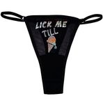 Ebsem Lick me Till ICE Krem Seksi Şeffaf Şeffaf Şeffaf & Pamuk Tanga Bikini Kadın Komik İç Çamaşırı Külot İç Çamaşırı, Şeffaf-siyah, Tek Beden