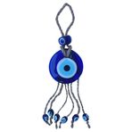 EBSEM - Makrome İpi Örgülü Cam Nazar Boncuğu, Nazarlık, Duvar Süsü, Hediyelik, Dekoratif Süs (3" - 8.5 cm)