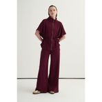 EBU Prive Kadın Oversize Yelek Bol Paça Pantolon Takım Bordo