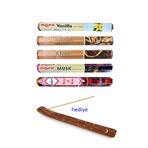 EBUDAVUD 5 Paket 20 Çubuklu Tütsü Vanilla - Musk - Clove - Wood - Redrose - Kayık Hediyeli RT-RYB-5SNB10028