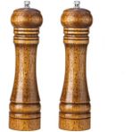 ebulduk Ahşap Baharat Tuz Öğütücü Değirmen Tuzluk Baharatlık 21 Cm 2'li Set Kahverengi
