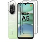 Ebzzliy Xiaomi Redmi A5 4G için kırılmaz cam için koruyucu folyo, 2 adet koruyucu folyo, 2 adet kamera koruması, çizilmez folyo, HD koruyucu cam, parmak izi bırakmaz zırhlı folyo