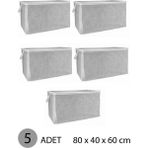 EC Shop (5 Adet) Alas Gri Çizgili Fermuarlı Mega Boy Hurç Yastık-Yorgan-Kıyafet Düzenleyici 80*40*60 cm - 80 x 40