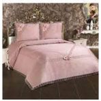 EC Shop Ebrulihome Alfima Fransız Güpürlü Yatak Örtüsü - 120 x 190 cm - Açık Mavi - Gri