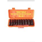EC Shop Techtools Havalı Lokma 10'lu 1/2'' Tam Profesyonel Uzun Derin Siyah Lokma Takımı
