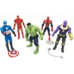 EC Shop U-Toys Avangers 5'li Figür Oyuncak Thanos Örümcek Adam Ironman Hulk Kaptan Amerika 12 cm U Toys