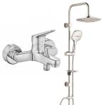 ECA Spylos Banyo Bataryası+T-MAY Banyo Ayvacık Elips Tepe Duş Takımı Seti Paslanmaz Krom