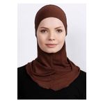 Ecardin Büyük Hijab Bone - Pratik Boyunluklu Likralı Tesettür Kadın Hazır Esnek Sporcu Hijab - Açık Kahve