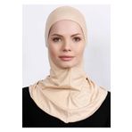 Ecardin Büyük Hijab Bone - Pratik Boyunluklu Likralı Tesettür Kadın Hazır Esnek Sporcu Hijab - Bej