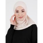 Ecardin Düz Logo Hijab Hf - Premium Spor Günlük Başörtüsü Hazır Konforlu Tesettür Hijab Bone - Açık Bej - Standart
