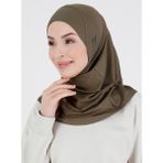 Ecardin Düz Logo Hijab Hf - Premium Spor Günlük Başörtüsü Hazır Konforlu Tesettür Hijab Bone - Açık Haki - Standart
