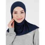 Ecardin Düz Logo Hijab Hf - Premium Spor Günlük Başörtüsü Hazır Konforlu Tesettür Hijab Bone - Açık Lacivert - Standart