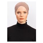 Ecardin Kadın Çapraz Bone Tesettür Hazır Kaymaz Türban Hijab Pratik Kayma Yapmaz Elastan Bone - Koyu Vizon
