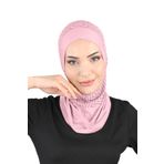 Ecardin Zikzak Çizgili Spor Çapraz Tesettür Bone Türban - ST299 Pembe
