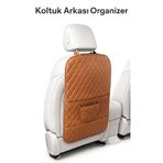 Ecarteks Araç Koltuk Arkası Organizer Deri - Oto Eşya Düzenleyicisi Cepli Lüks Tasarım - Taba