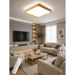 Ece Aydınlatma Giza Ahşap Desenli Uzaktan Kumandalı Dimmerli 3 Renk Işıklı LED Avize Çap - 40 cm