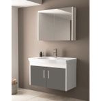 Ece Banyo Gama 91 cm Antrasit Beyaz Banyo Dolabı Seti