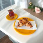 Ece Ev Modası Metal Sunum Tepsisi Metal Çay Tabağı Set- 6 Adet Çay Tabağı ve 6 Adet Sunum Tepsisi Sunumluk Tabak - Sarı