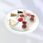 Ece Ev Modası Sini Tepsi - 48 cm Büyük Boy Metal Çay Tepsisi Kahve Tepsisi Sunum Kahvaltı Tepsisi - Beyaz
