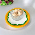 Ece Ev Modası Sunum Tepsisi Metal Tek Kişilik Dekoratif Çay, Kahve ve Pasta Servisi 17 cm - Sarı